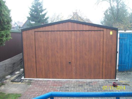 garaż blaszany złoty dąb 4m x 6m dach dwuspadowy 