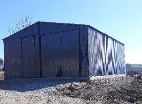Garaż blaszany 7m x 10m dwie bramy otwierane na boki