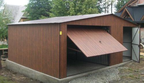 Garaż blaszany dach dwu spadowy 4 m x 6 m